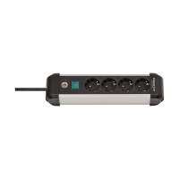Brennenstuhl Premium Alu-Line stekkerdoos met 4 stopcontacten schakelaar zwart/lichtgrijs (1,8 meter) 1391030400 399537