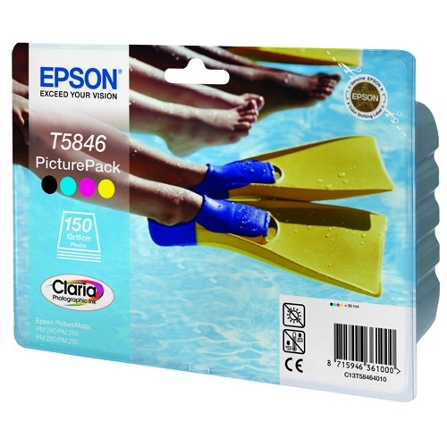 Epson T5846 PicturePack cartridge + 150 vel fotopapier (origineel) C13T584640 022998 - 1