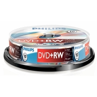Philips DVD+RW rewritable 10 stuks in cakebox DW4S4B10F/10 098015