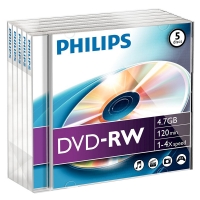 Philips DVD-RW rewritable 5 stuks in jewel case DN4S4J05F/00 098017