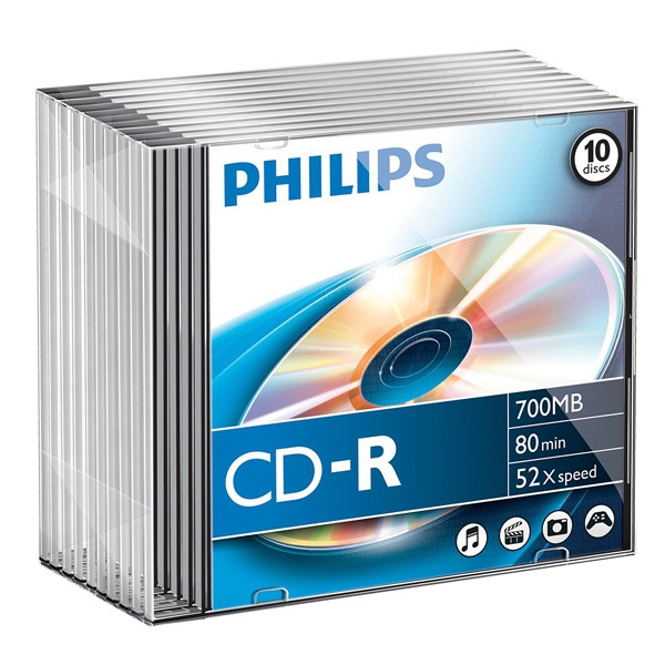 Philips cd-r 80 min. 10 stuks in slimline doosjes CR7D5NS10/00 098000 - 1