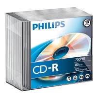 Philips cd-r 80 min. 10 stuks in slimline doosjes CR7D5NS10/00 098000