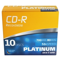 Platinum cd-r 80 min. 10 stuks in slimline doosjes 100144 090300
