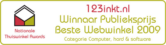 123inkt.nl - Winnaar publieksprijs Beste Webwinkel 2009 - Categorie computer, hard en software Nationale Thuiswinkel Awards