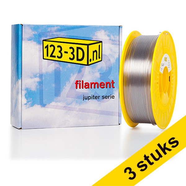 Aanbieding: 3x Filament transparant 2,85 mm PETG 1 kg Jupiter serie (123-3D huismerk) 135588 - 1