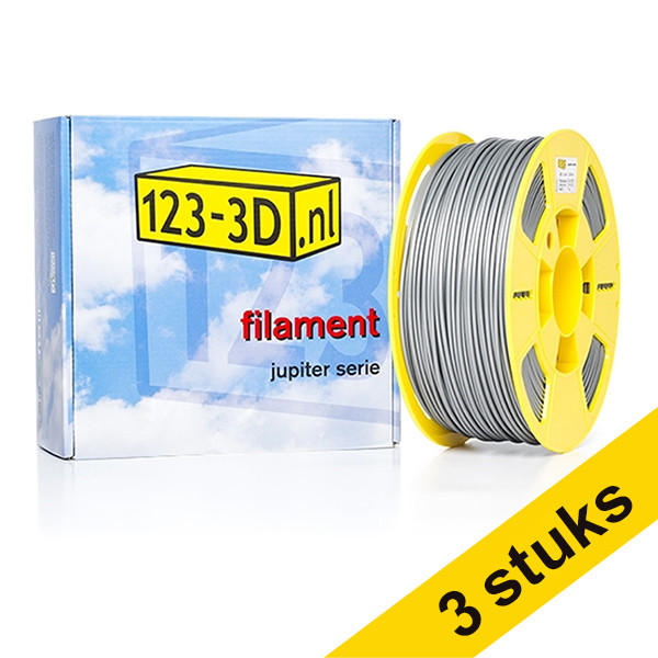 Aanbieding: 3x Filament zilver 2,85 mm ABS 1 kg Jupiter serie (123-3D huismerk) 135601 Aanbieding: 3x Filament zilver 2,85 mm ABS 1 kg Jupiter serie (123-3D huismerk) 135601 - 1