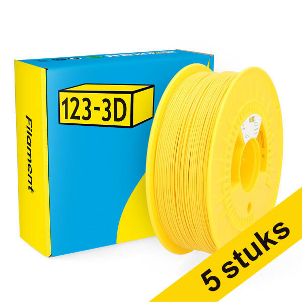 Aanbieding: 5x 123-3D Filament PLA Geel 1,75 mm 1 kg DHM10007 - 1