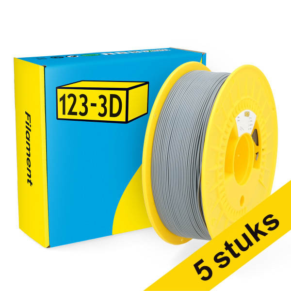 Aanbieding: 5x 123-3D Filament PLA Grijs 1,75 mm 1 kg DHM10013 - 1