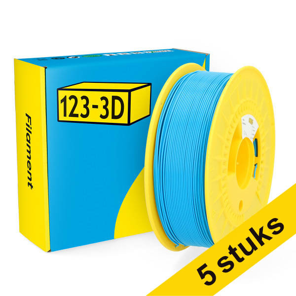 Aanbieding: 5x 123-3D Filament PLA Hemelsblauw 1,75 mm 1 kg DHM10019 - 1