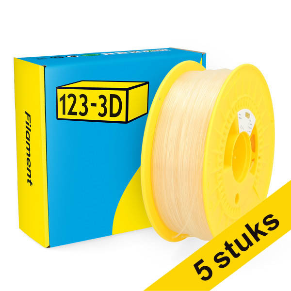 Aanbieding: 5x 123-3D Filament PLA Neutraal 1,75 mm 1 kg DHM10028 - 1