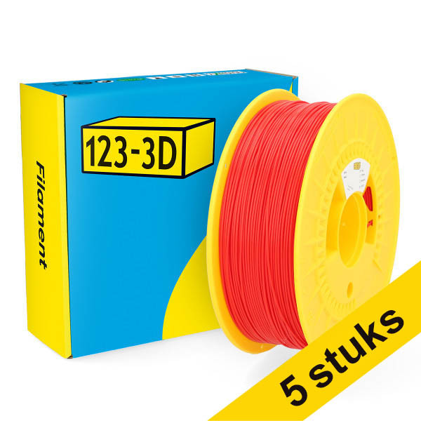Aanbieding: 5x 123-3D Filament PLA Rood 1,75 mm 1 kg DHM10037 - 1