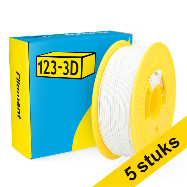 Aanbieding: 5x 123-3D Filament PLA Wit 1,75 mm 1 kg DHM10043 - 1