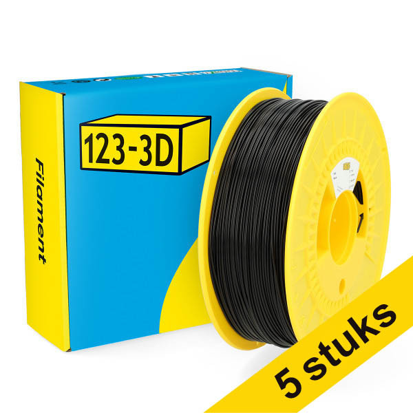 Aanbieding: 5x 123-3D Filament PLA Zwart 1,75 mm 1 kg DHM10049 - 1