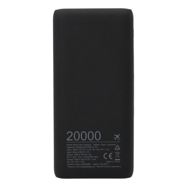 123accu Powerbank met snelladen zwart (20W, 20000 mAh) ADR00365 - 8