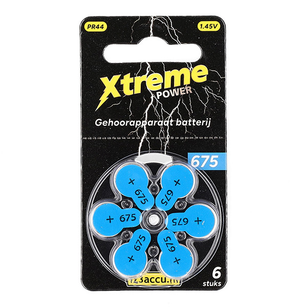 123accu Xtreme Power 675 / PR44 / Blauw gehoorapparaat batterij 6 stuks (123accu huismerk) ADR00361 - 1