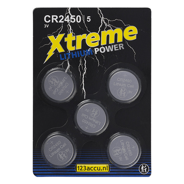 123accu Xtreme Power CR2450 Lithium knoopcel batterij (5 stuks) CR2450 ADR00083 - 1