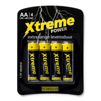 123accu Xtreme Power MN1500 Penlite AA batterij 4 stuks 110-802589C LR6P4B/10C MN1500C ADR00006