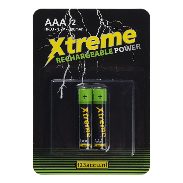 123accu Xtreme Power oplaadbare AAA / HR03 Ni-Mh batterij (2 stuks) AAA HR03 ADR00082 - 1