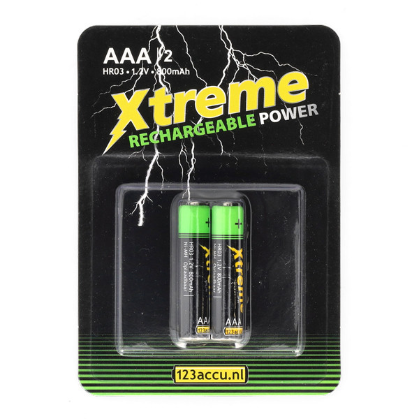 123accu Xtreme Power oplaadbare AAA / HR03 Ni-Mh batterij (2 stuks) ADR00082 - 1