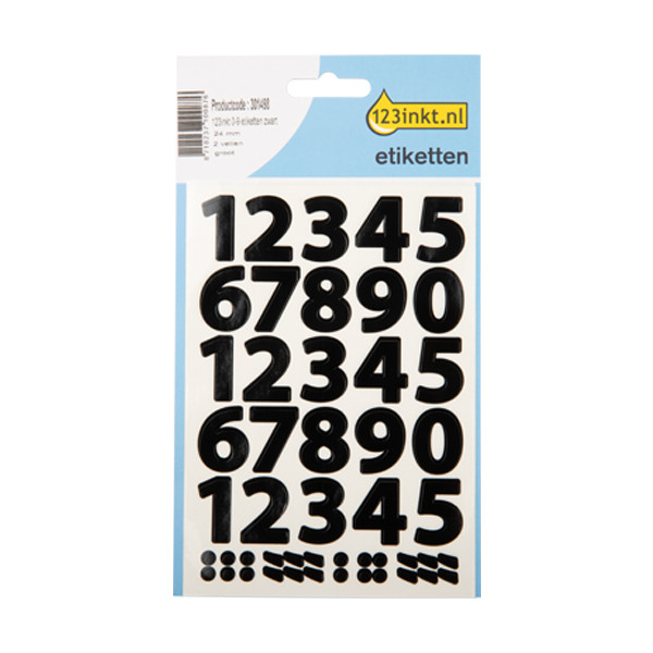 123inkt 0-9 etiketten zwart groot 3785C 301498 - 1