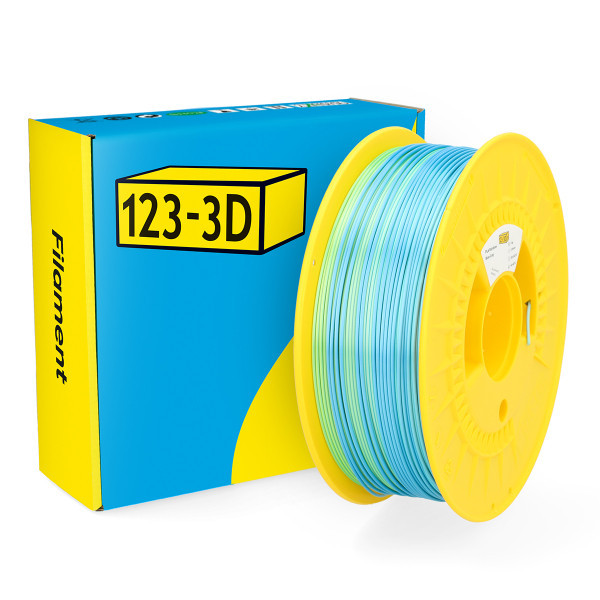 123inkt 123-3D Filament PLA Satijn Regenboog Blauw-Groen-Grijs 1,75 mm 1 kg  DHM00117 - 1