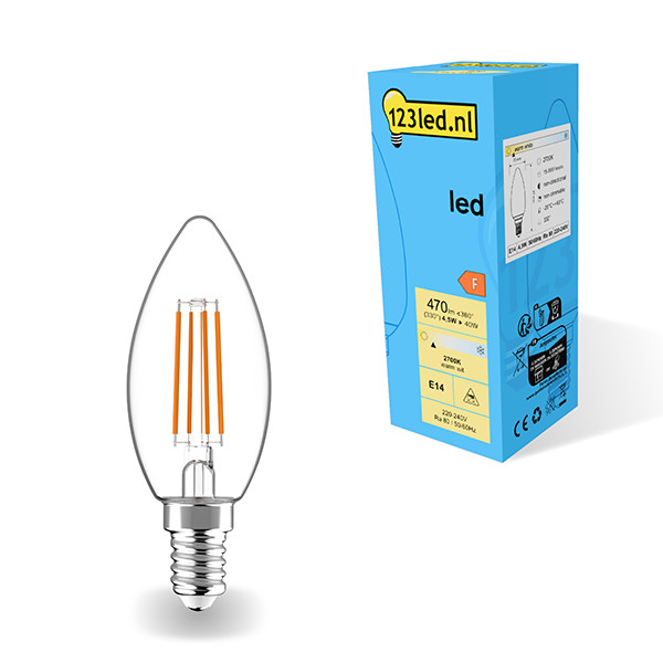 123inkt 123led E14 filament led-lamp kaars 4.5W (40W)  LDR01874 - 1
