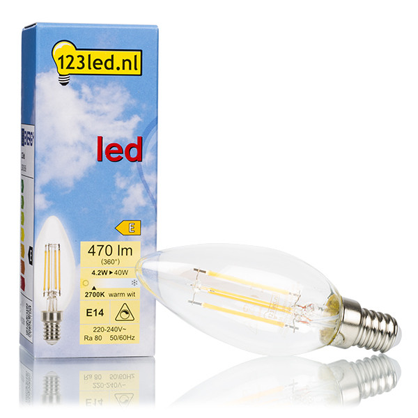 123inkt 123led E14 filament led-lamp kaars dimbaar 4.2W (40W)  LDR01606 - 1