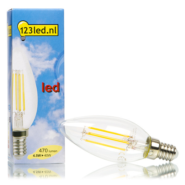 woordenboek Achteruit Maken 123led E14 filament led-lamp kaars dimbaar 4.5W (40W) 123inkt 123inkt.nl