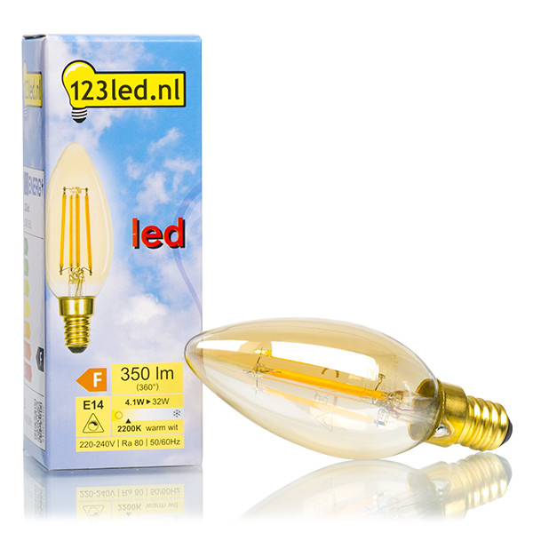 123inkt 123led E14 filament led-lamp kaars goud dimbaar 4.1W (32W)  LDR01662 - 1