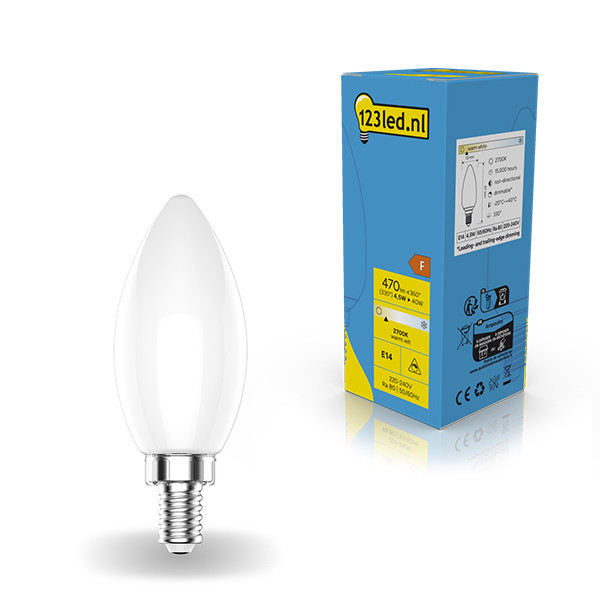 123led E14 filament led-lamp kaars mat dimbaar 4.5W (40W) LDR01866 - 1