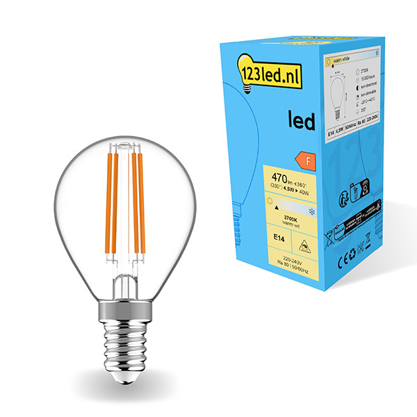 123inkt 123led E14 filament led-lamp kogel 4.5W (40W)  LDR01886 - 1
