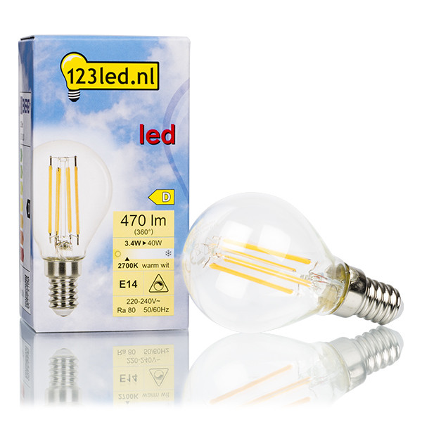 123inkt 123led E14 filament led-lamp kogel dimbaar 3.4W (40W)  LDR01610 - 1