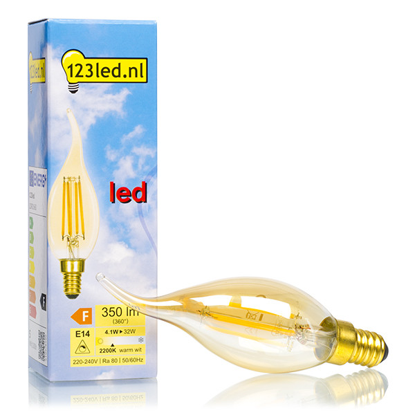 123inkt 123led E14 filament led-lamp sierkaars goud dimbaar 4.1W (32W)  LDR01660 - 1