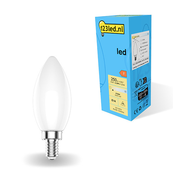 123inkt 123led E14 led-lamp kaars mat dimbaar 2700K 2.5W (25W)  LDR01862 - 1