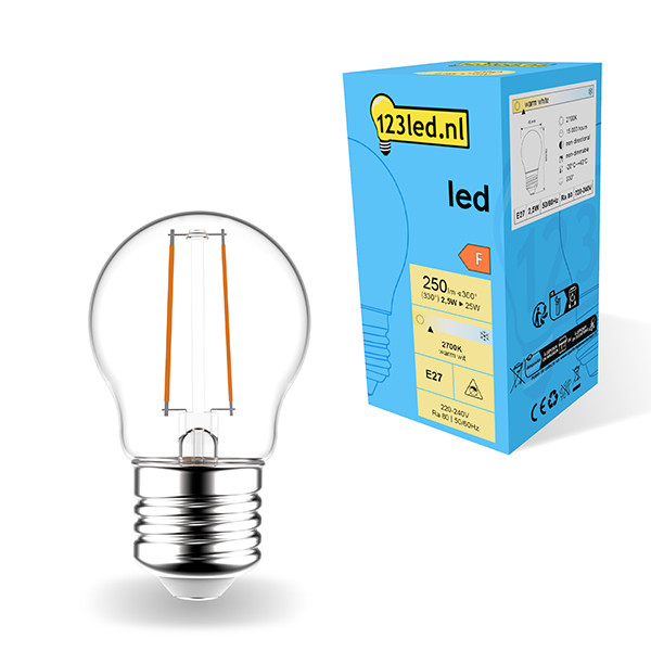 123inkt 123led E27 filament led-lamp kogel 2.5W (25W)  LDR01822 - 1