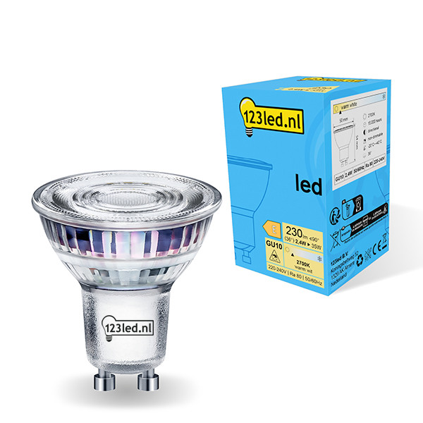 123inkt 123led GU10 led-spot glas 2700K 2.4W (35W)  LDR01716 - 1