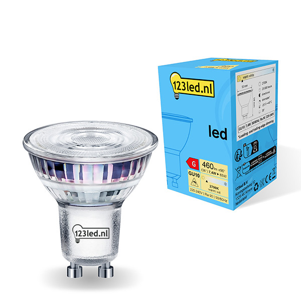 123inkt 123led GU10 led-spot glas dimbaar 2700K 7.4W (65W)  LDR01734 - 1
