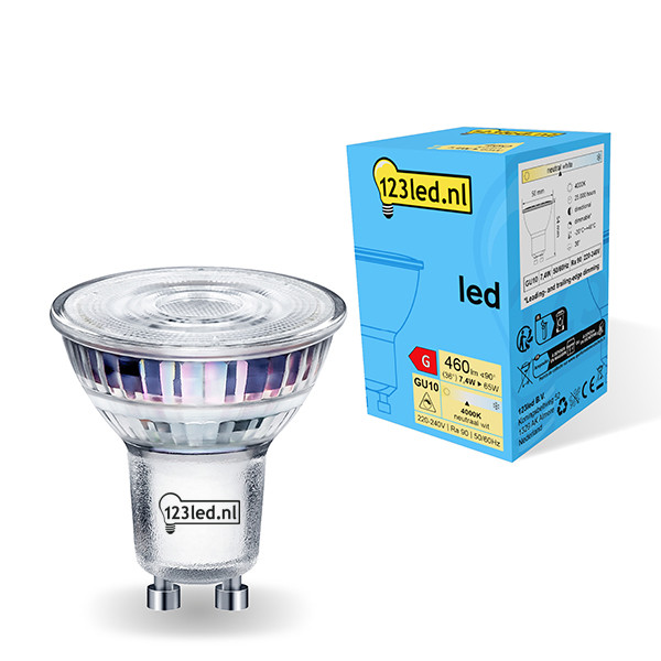 123inkt 123led GU10 led-spot glas dimbaar 4000K 7.4W (65W)  LDR01736 - 1