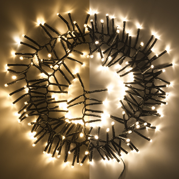 123inkt 123led clusterverlichting extra warm wit & warm wit 1,4 meter op batterijen 192 lampjes met timer  LDR07297 - 1