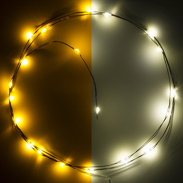 123led draadverlichting op batterijen 1 meter extra warm wit & warm wit 20 lampjes zwart LDR07282 - 1