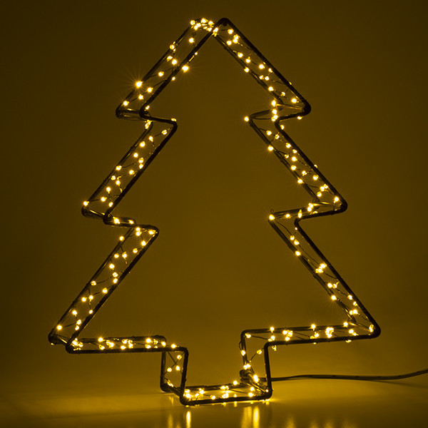 123led kerstboom 3D op batterijen 26 cm extra warm wit & warm wit 200 lampjes zwart LDR07286 - 3