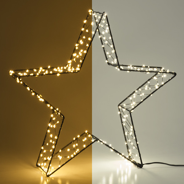 123led kerstster 3D 36 cm extra warm wit & warm wit 300 lampjes zwart LDR07266 - 1