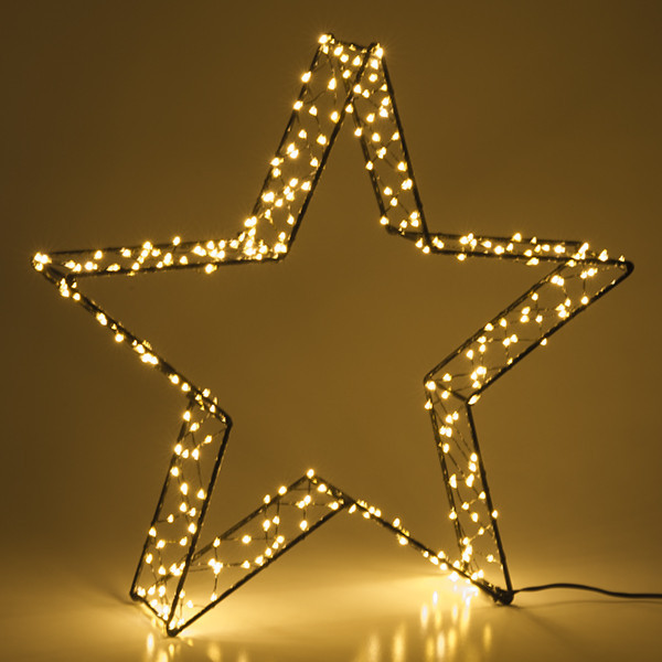 123led kerstster 3D 36 cm extra warm wit & warm wit 300 lampjes zwart LDR07266 - 3