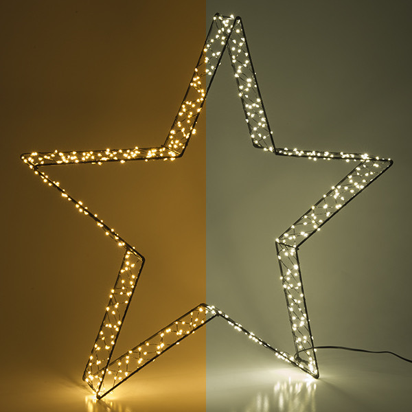 123led kerstster 3D 56 cm extra warm wit & warm wit  540 lampjes zwart LDR07267 - 1