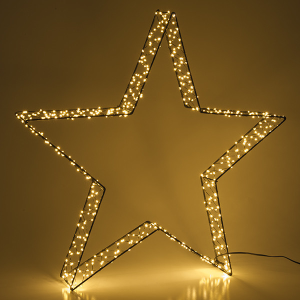 123led kerstster 3D 56 cm extra warm wit & warm wit  540 lampjes zwart LDR07267 - 3