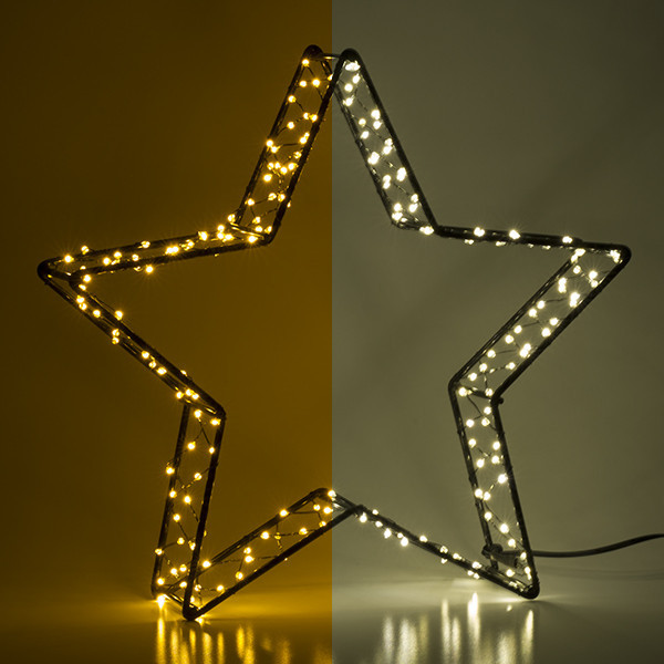 123led kerstster 3D op batterijen 26 cm extra warm wit & warm wit 200 lampjes zwart LDR07285 - 1