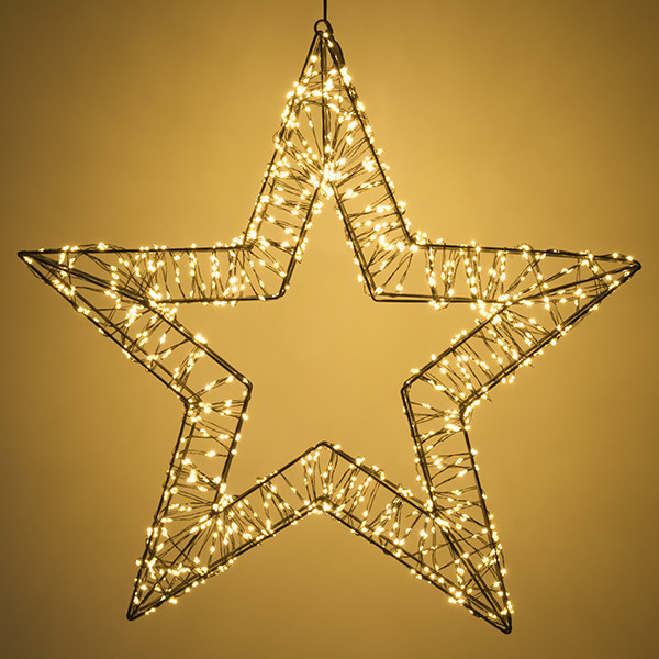 123led kerstster met ophangoog 56 cm extra warm wit & warm wit 1200 lampjes zwart LDR07269 - 3