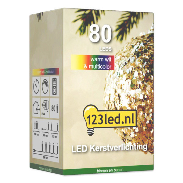 123inkt 123led kerstverlichting multicolor & warm wit 8,9 meter 80 lampjes  LDR07178 - 2