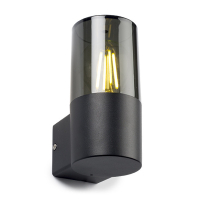 123inkt 123led wandlamp Smokey zwart rond geschikt voor 1x E27 6151 LDR08510