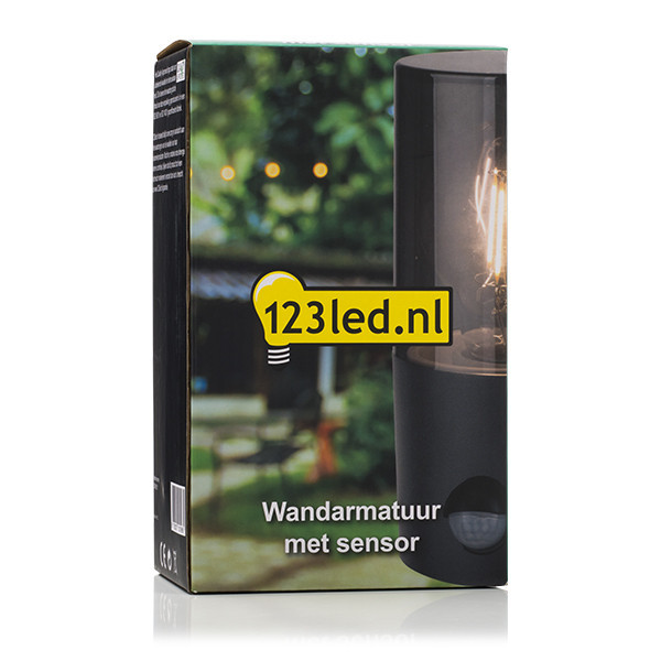 123inkt 123led wandlamp Smokey zwart rond met sensor geschikt voor 1x E27 6151-PIR LDR08511 - 5